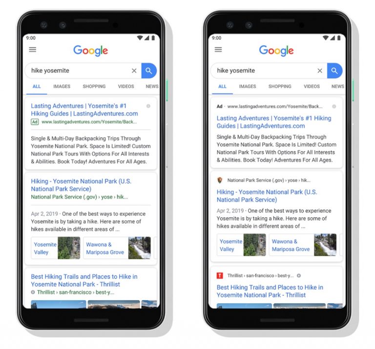 Google Mobile Search Results Page Update - Adding in a Favicon