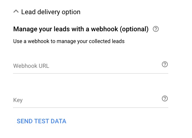 Google Lead Form Extensions - Create a webhook